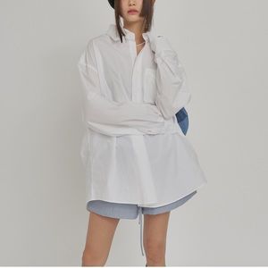 [New]Stylenanda Loose Fit Button-Up Solid Tone Shirt